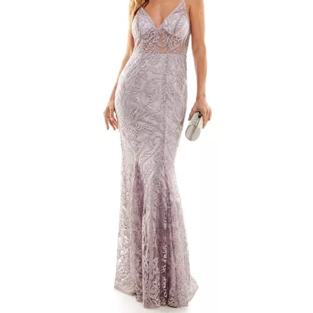 formal embroidered floor-length gown